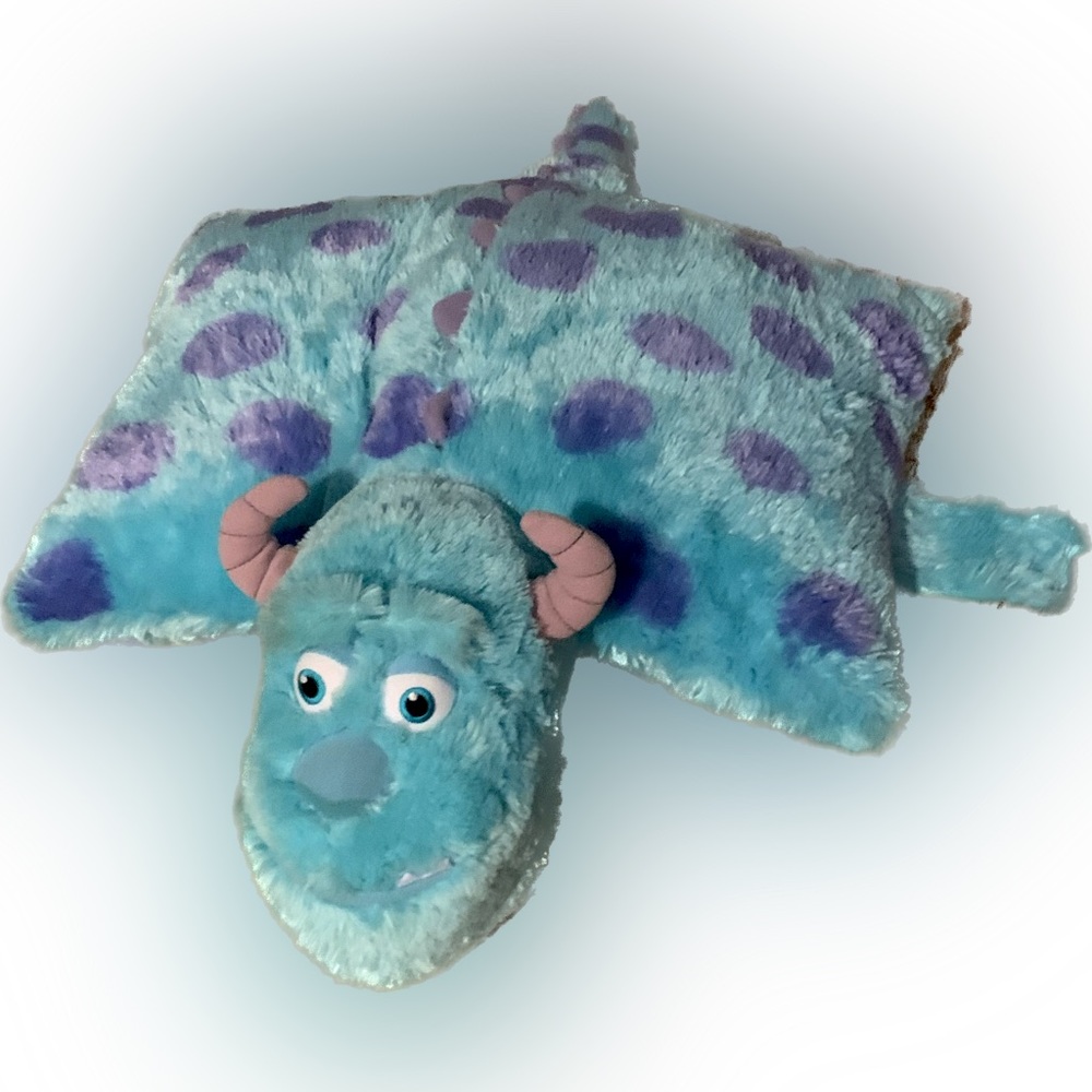 Disney Sully Monsters Inc. XL Blue Pillow Pet Faux Fur Vintage 2014 Collectible